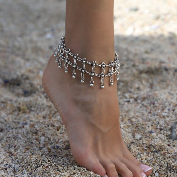 Antique Real Silver Plated Handmade Anklet - Picture 4 of 4